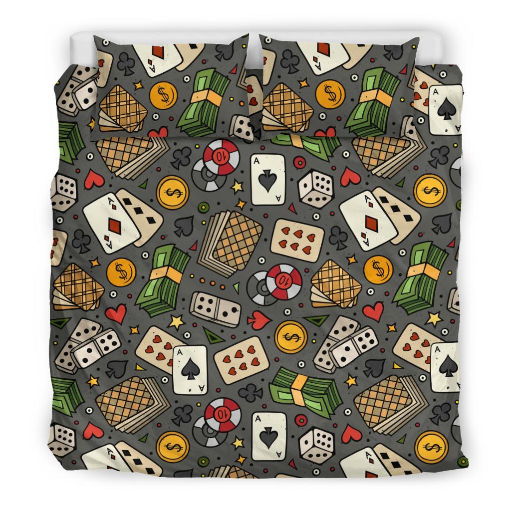 Poker Casino Pattern Print Duvet Cover Bedding Set-grizzshop