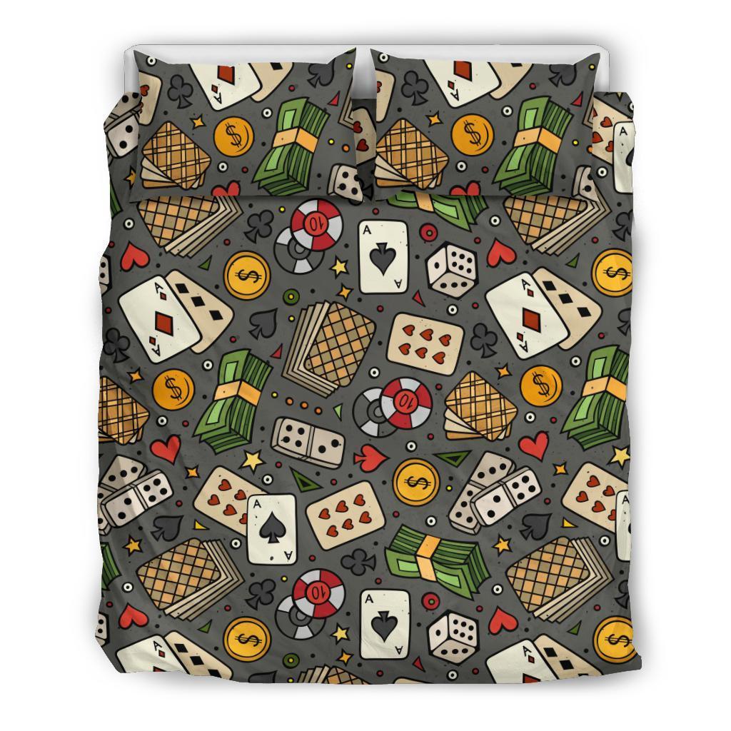 Poker Casino Pattern Print Duvet Cover Bedding Set-grizzshop