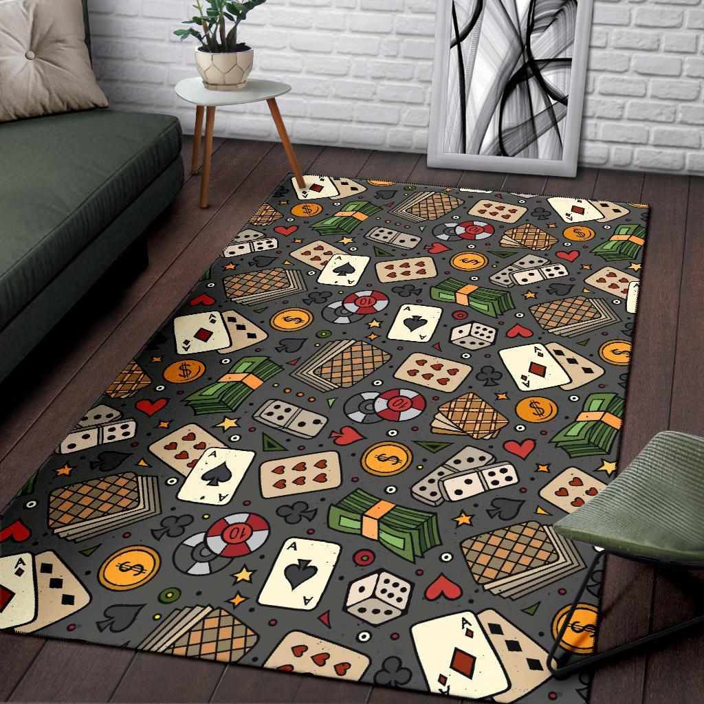 Poker Casino Pattern Print Floor Mat-grizzshop