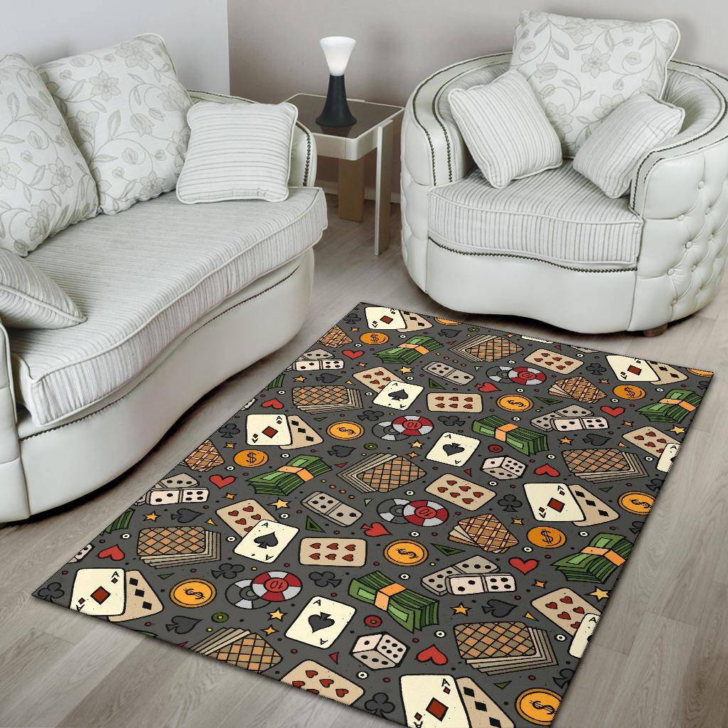 Poker Casino Pattern Print Floor Mat-grizzshop