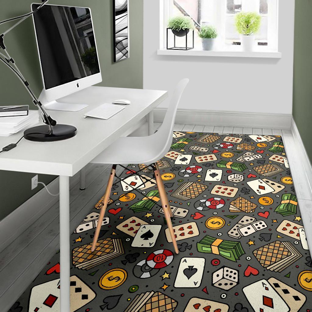 Poker Casino Pattern Print Floor Mat-grizzshop