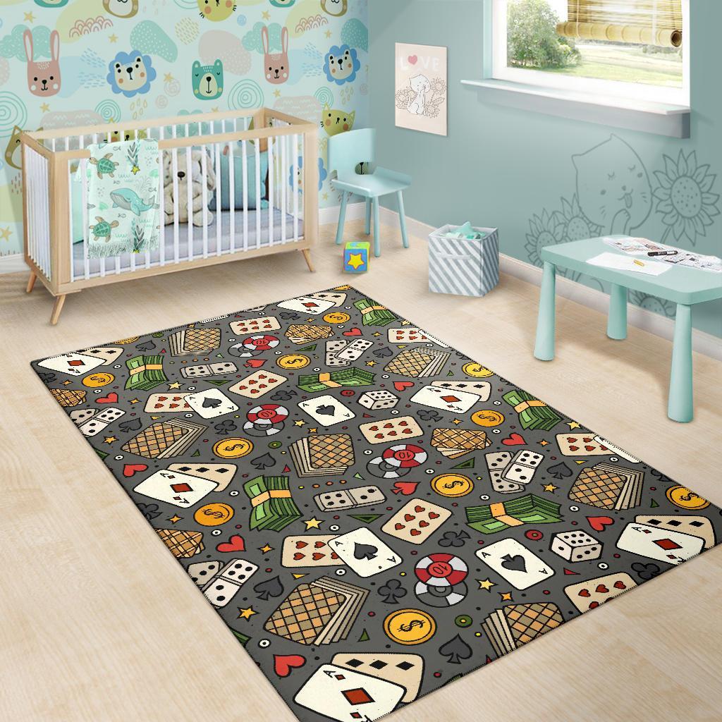 Poker Casino Pattern Print Floor Mat-grizzshop