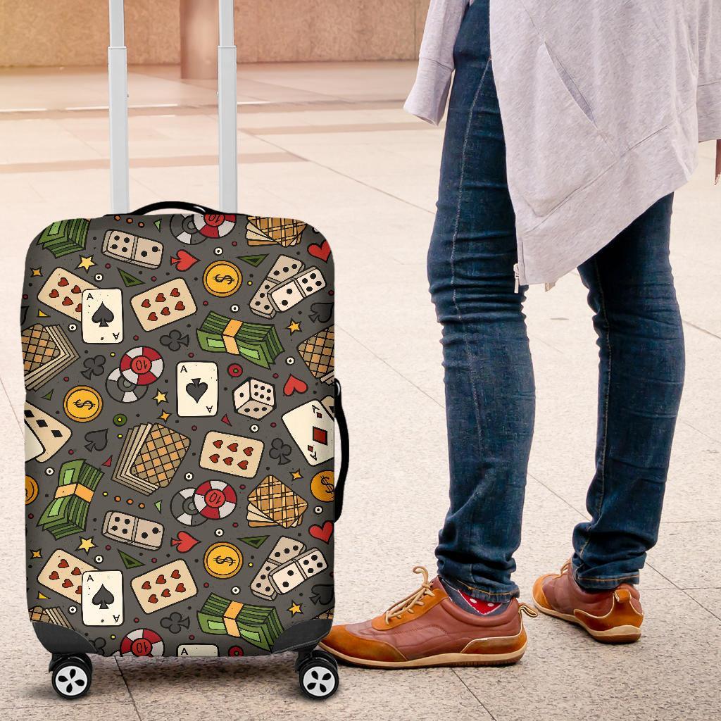 Poker Casino Pattern Print Luggage Cover Protector-grizzshop