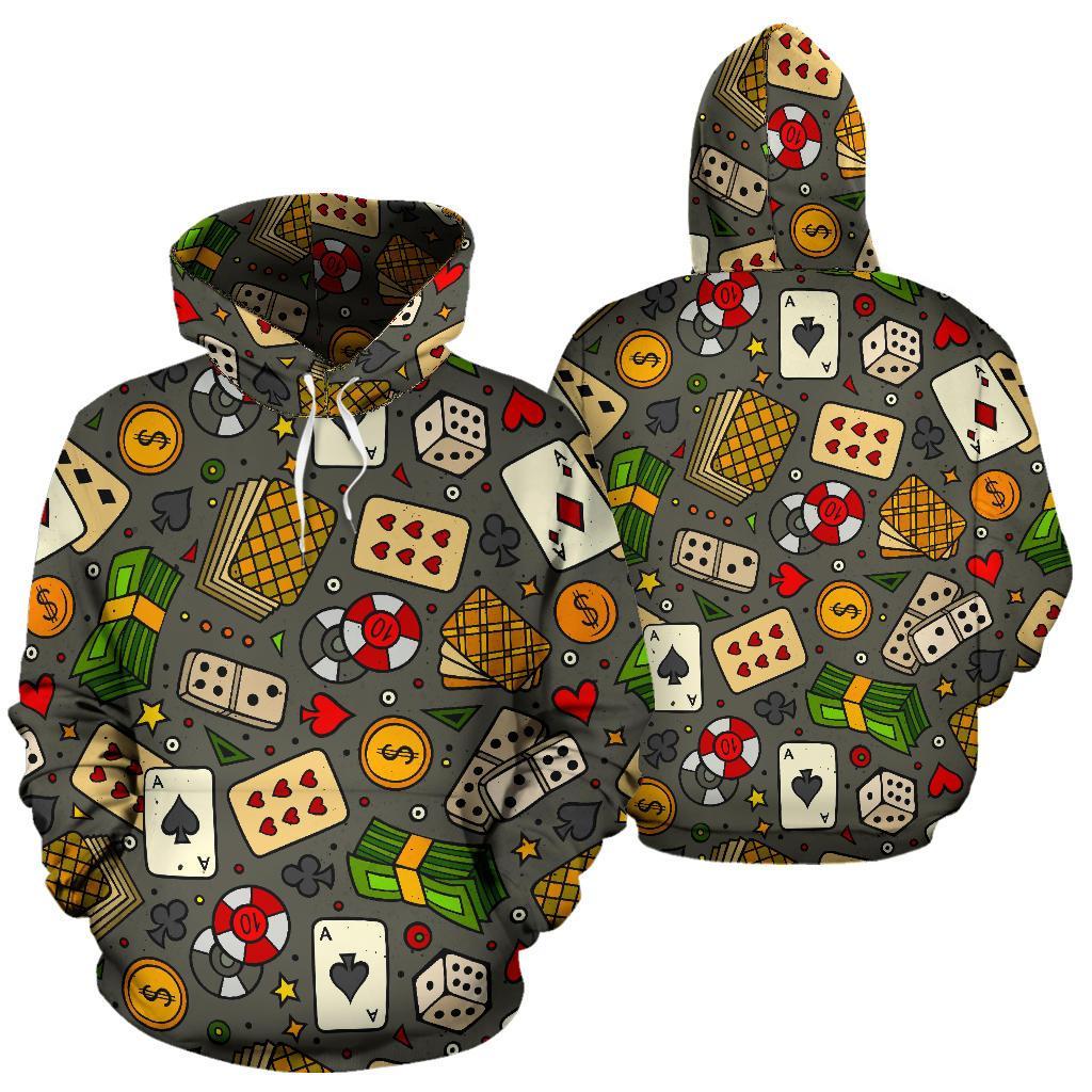 Poker Casino Pattern Print Men Women Pullover Hoodie-grizzshop