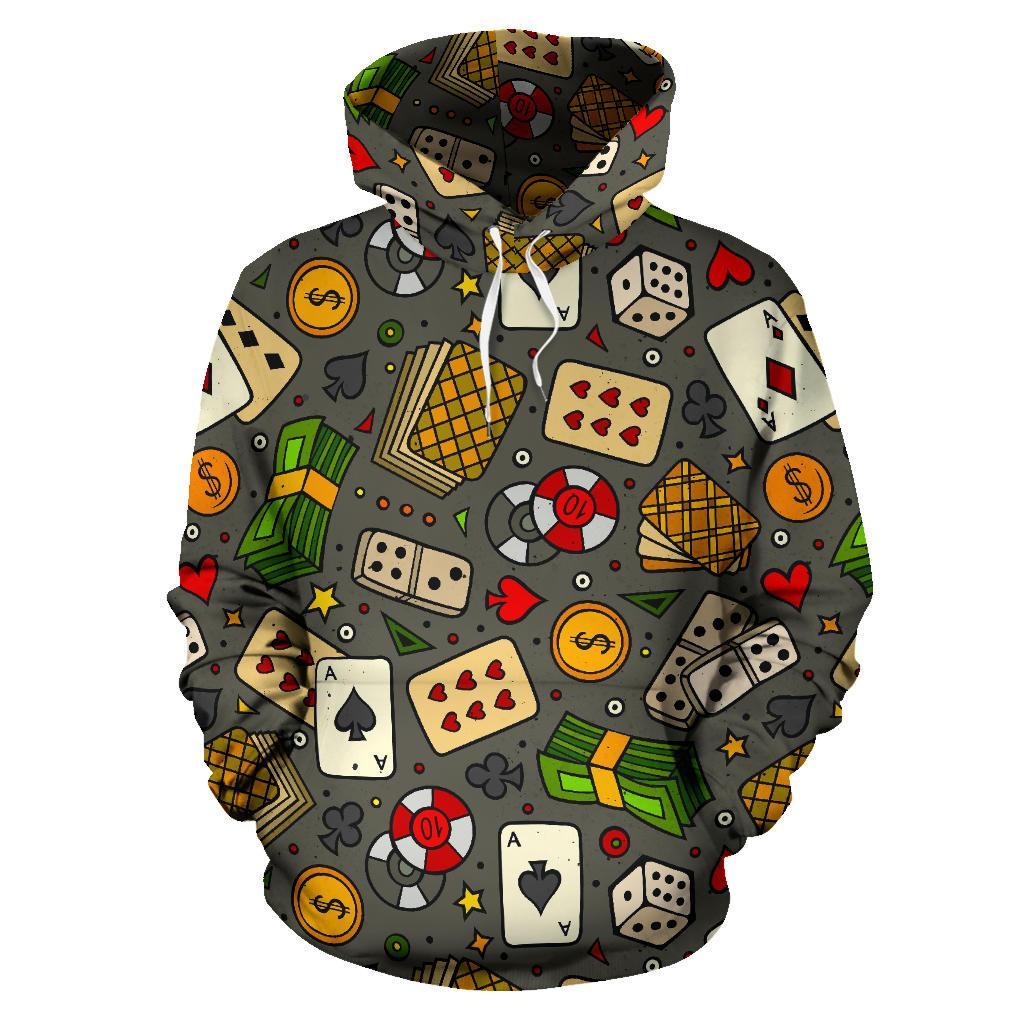 Poker Casino Pattern Print Men Women Pullover Hoodie-grizzshop