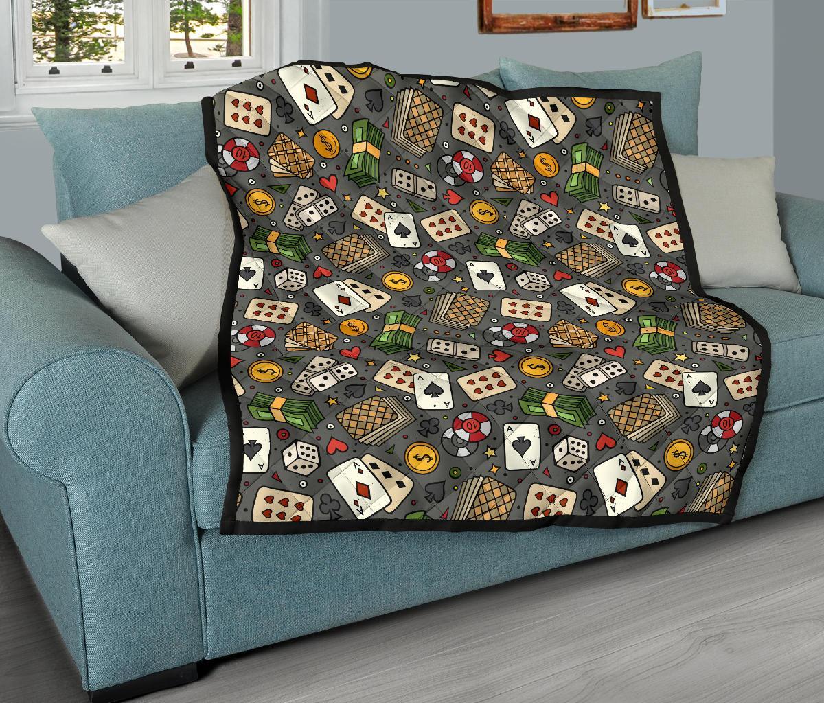 Poker Casino Pattern Print Quilt-grizzshop