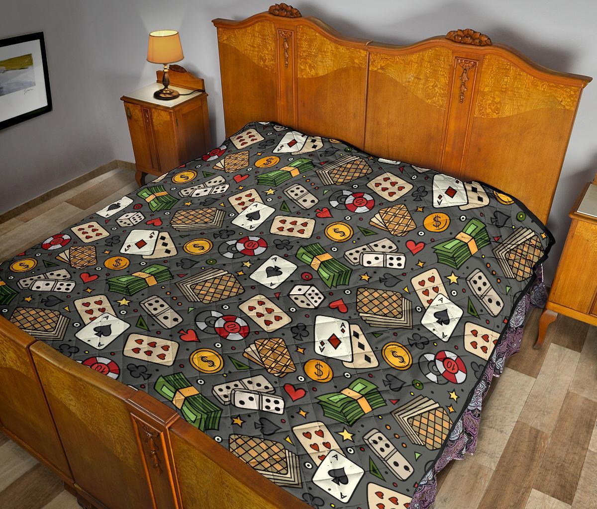 Poker Casino Pattern Print Quilt-grizzshop