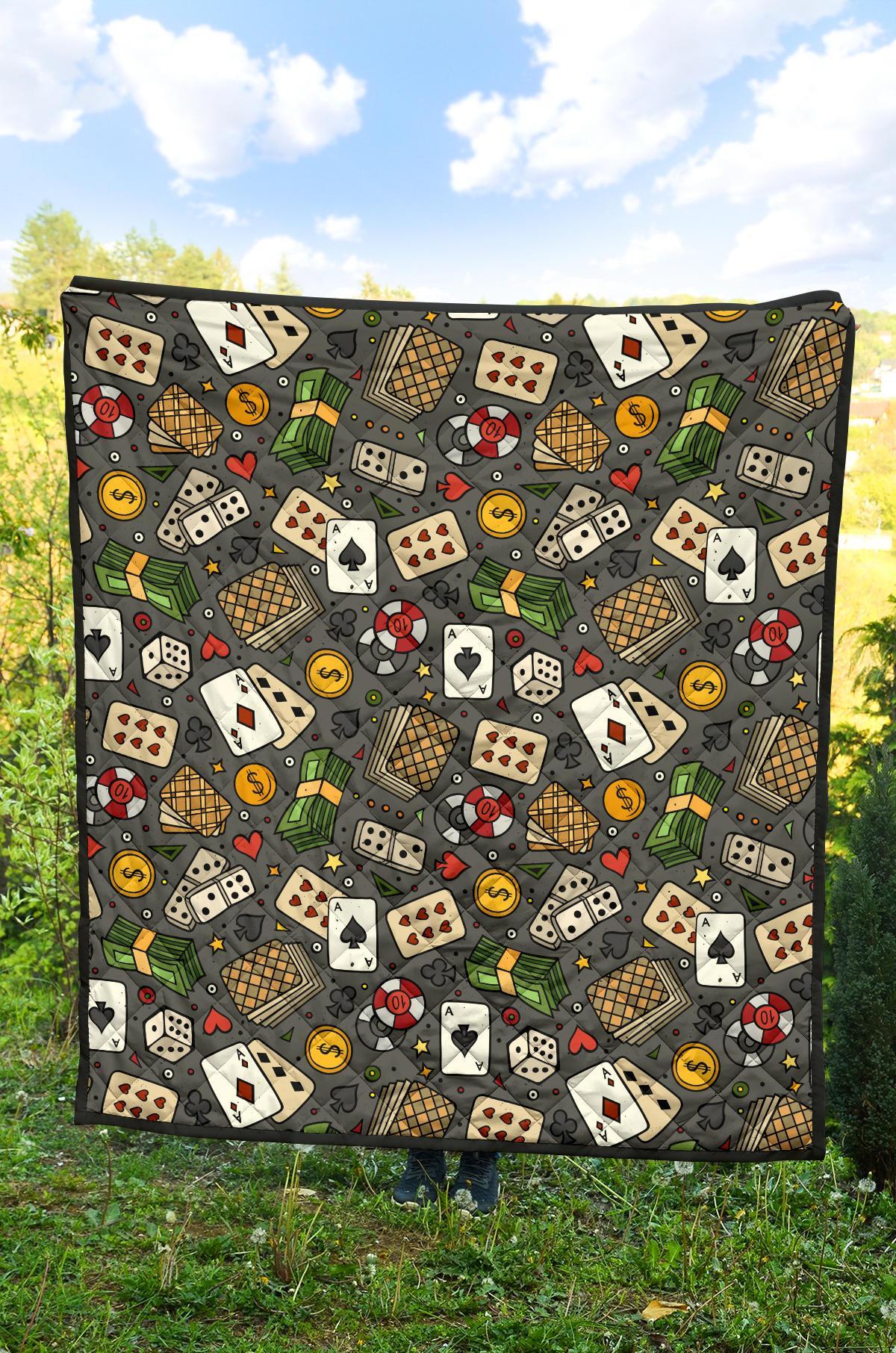 Poker Casino Pattern Print Quilt-grizzshop