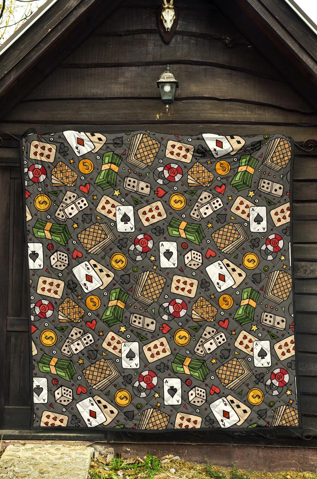 Poker Casino Pattern Print Quilt-grizzshop