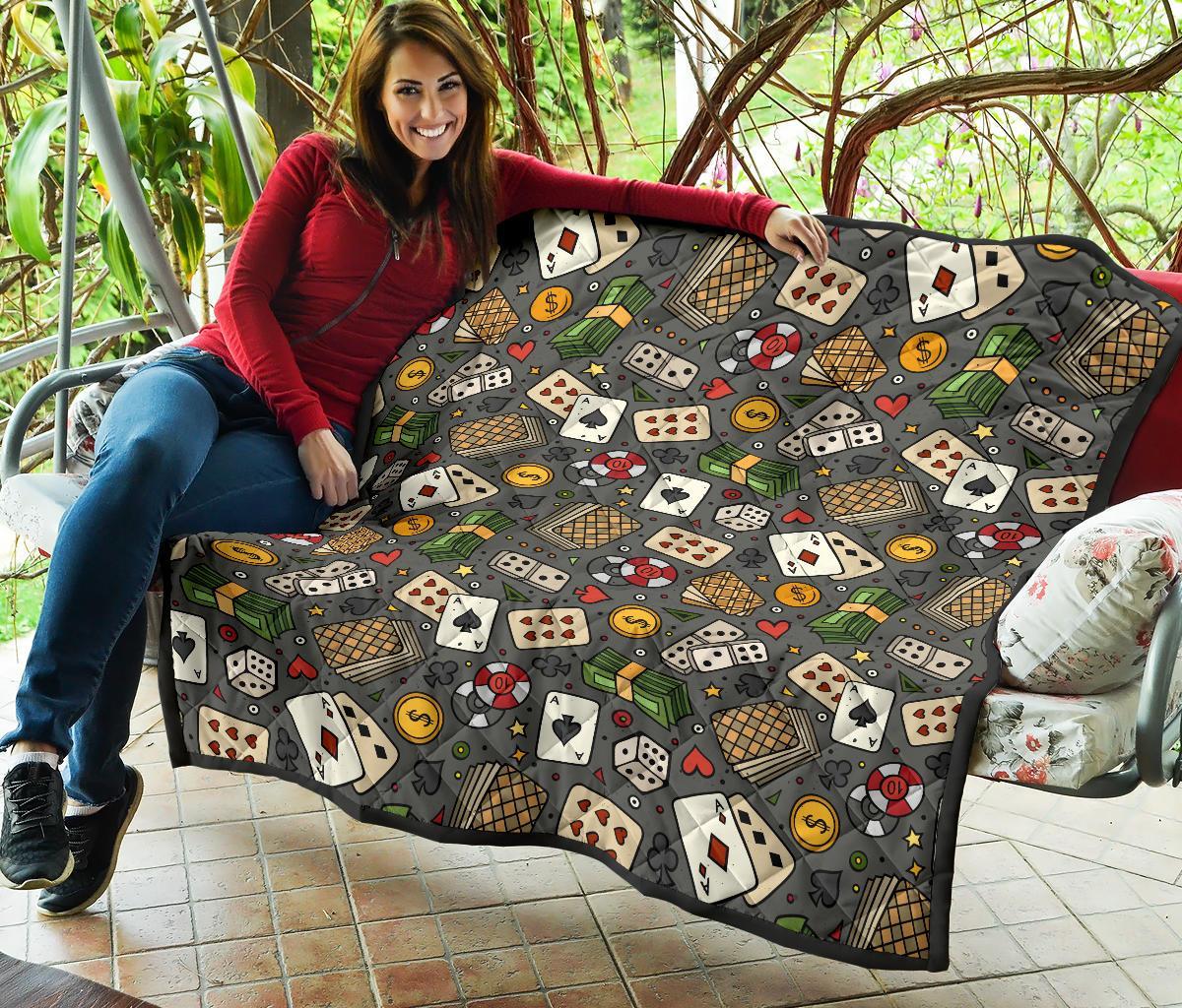 Poker Casino Pattern Print Quilt-grizzshop