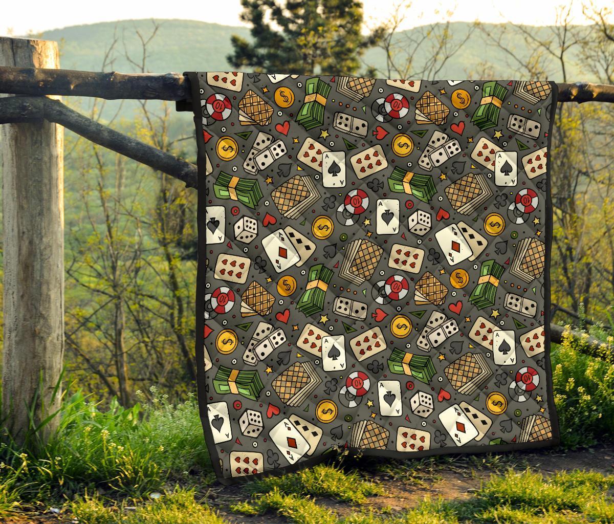 Poker Casino Pattern Print Quilt-grizzshop