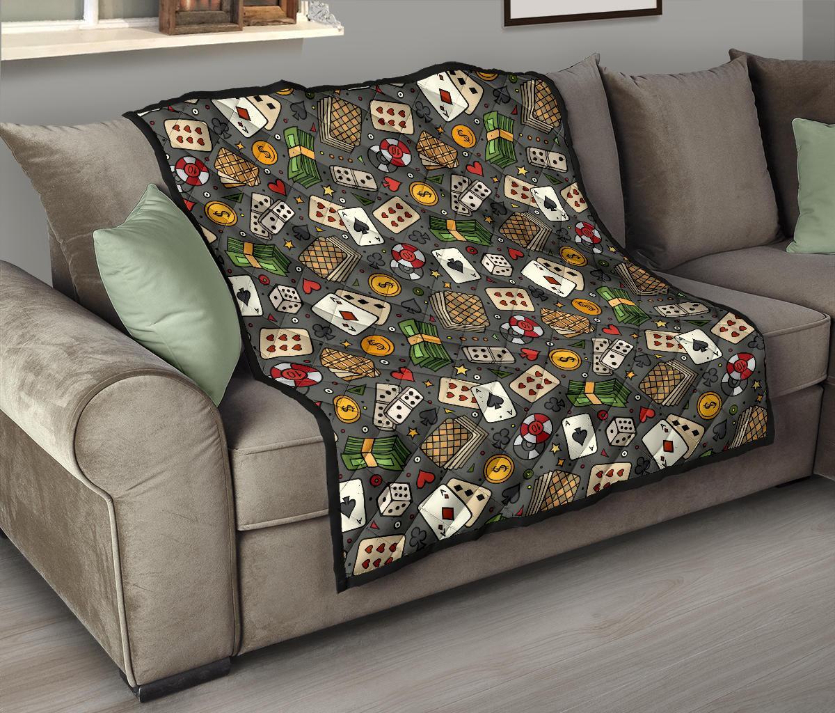 Poker Casino Pattern Print Quilt-grizzshop