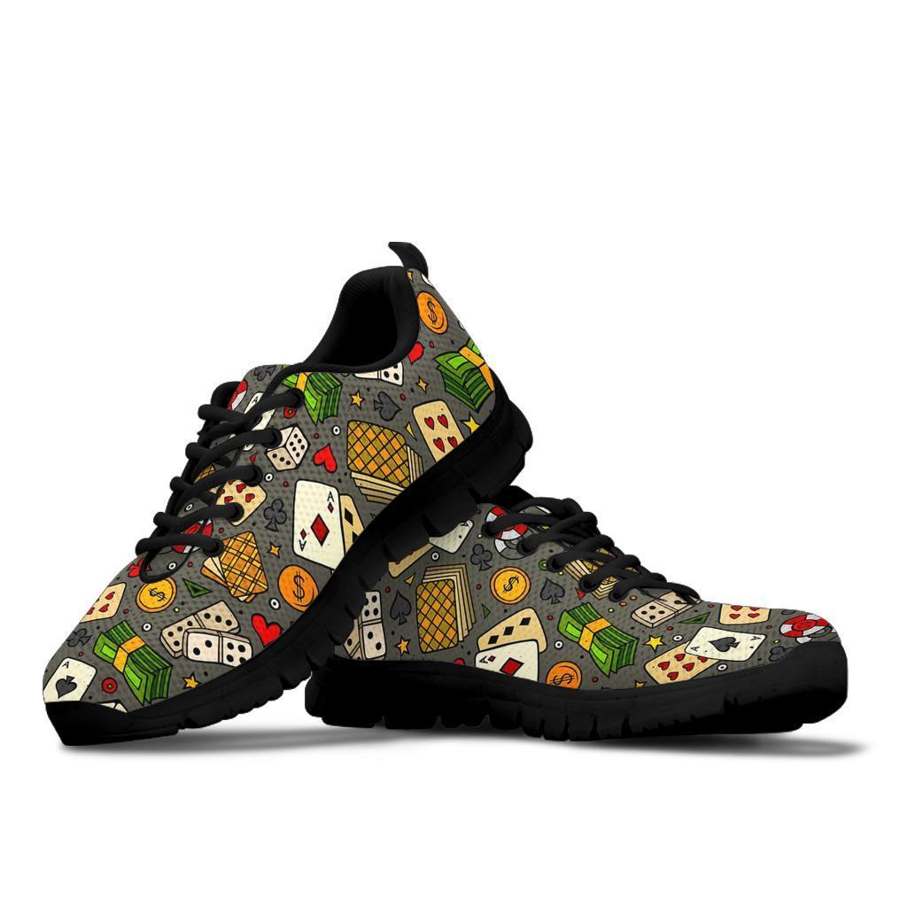 Poker Casino Pattern Print Sneaker Shoes For Men Women-grizzshop