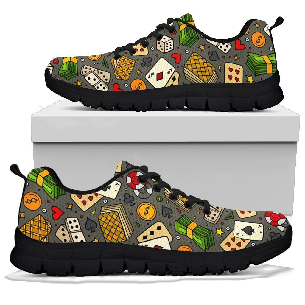 Poker Casino Pattern Print Sneaker Shoes For Men Women-grizzshop