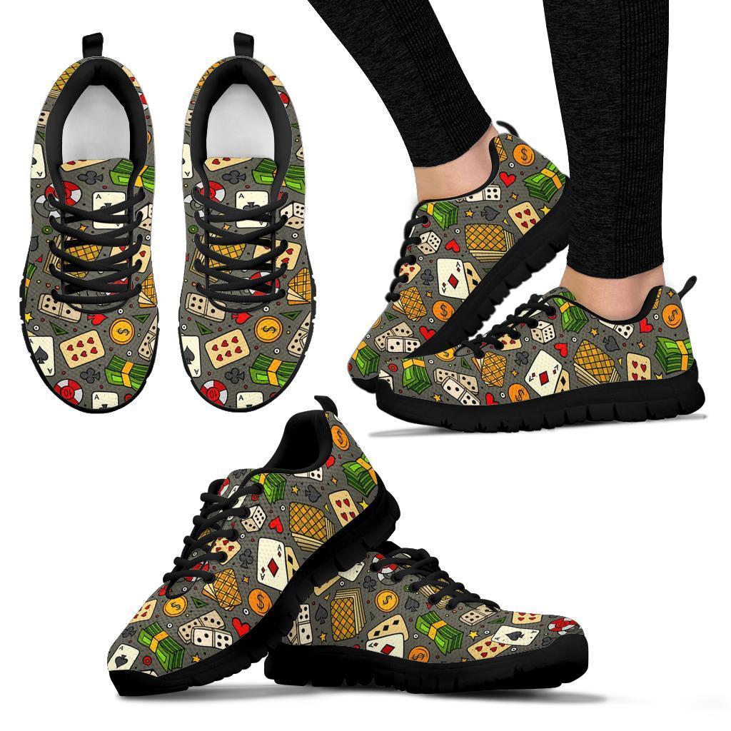 Poker Casino Pattern Print Sneaker Shoes For Men Women-grizzshop