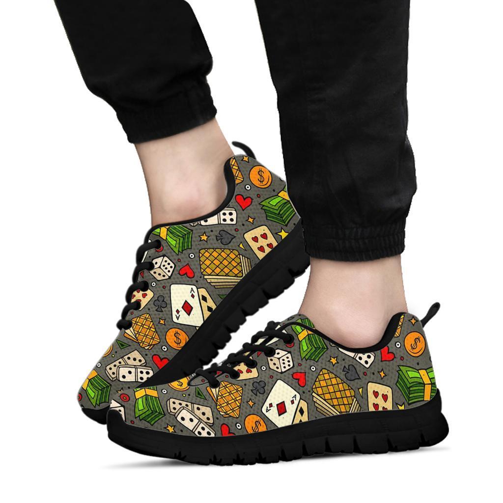 Poker Casino Pattern Print Sneaker Shoes For Men Women-grizzshop