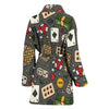 Poker Casino Pattern Print Women Long Robe-grizzshop