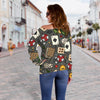 Poker Casino Pattern Print Women Off Shoulder Sweatshirt-grizzshop