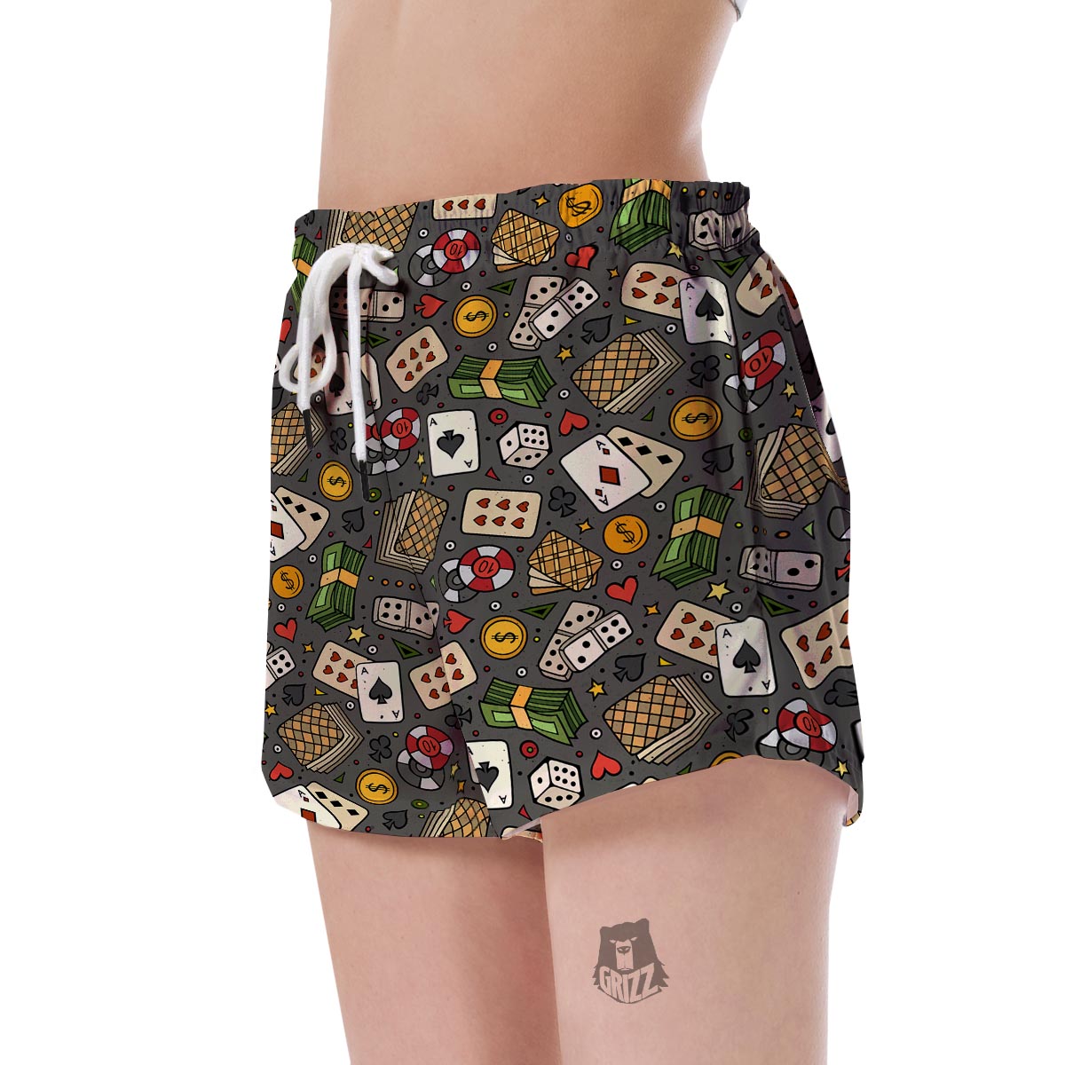 Poker Casino Pattern Print Women's Shorts-grizzshop
