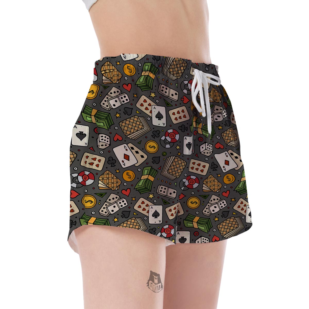 Poker Casino Pattern Print Women's Shorts-grizzshop