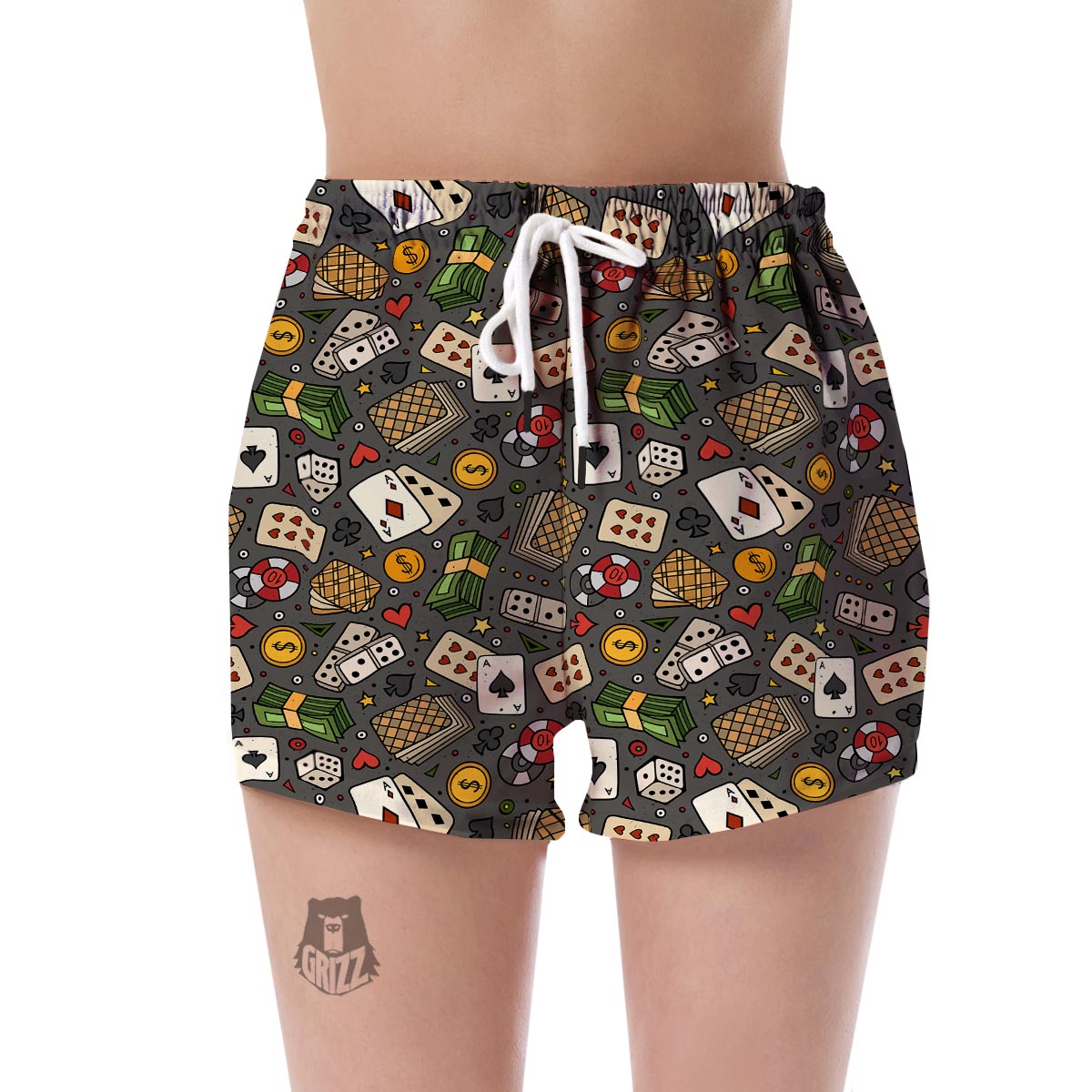 Poker Casino Pattern Print Women's Shorts-grizzshop