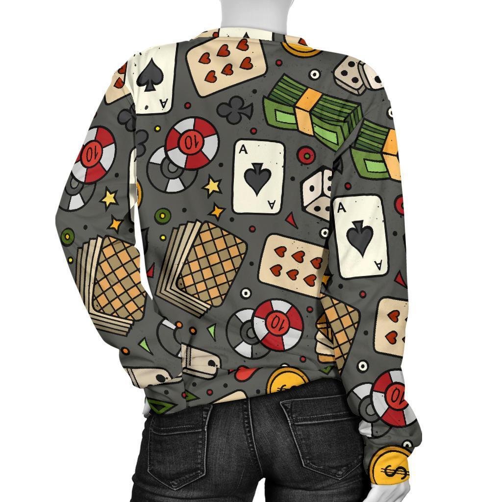 Poker Casino Pattern Print Women's Sweatshirt-grizzshop