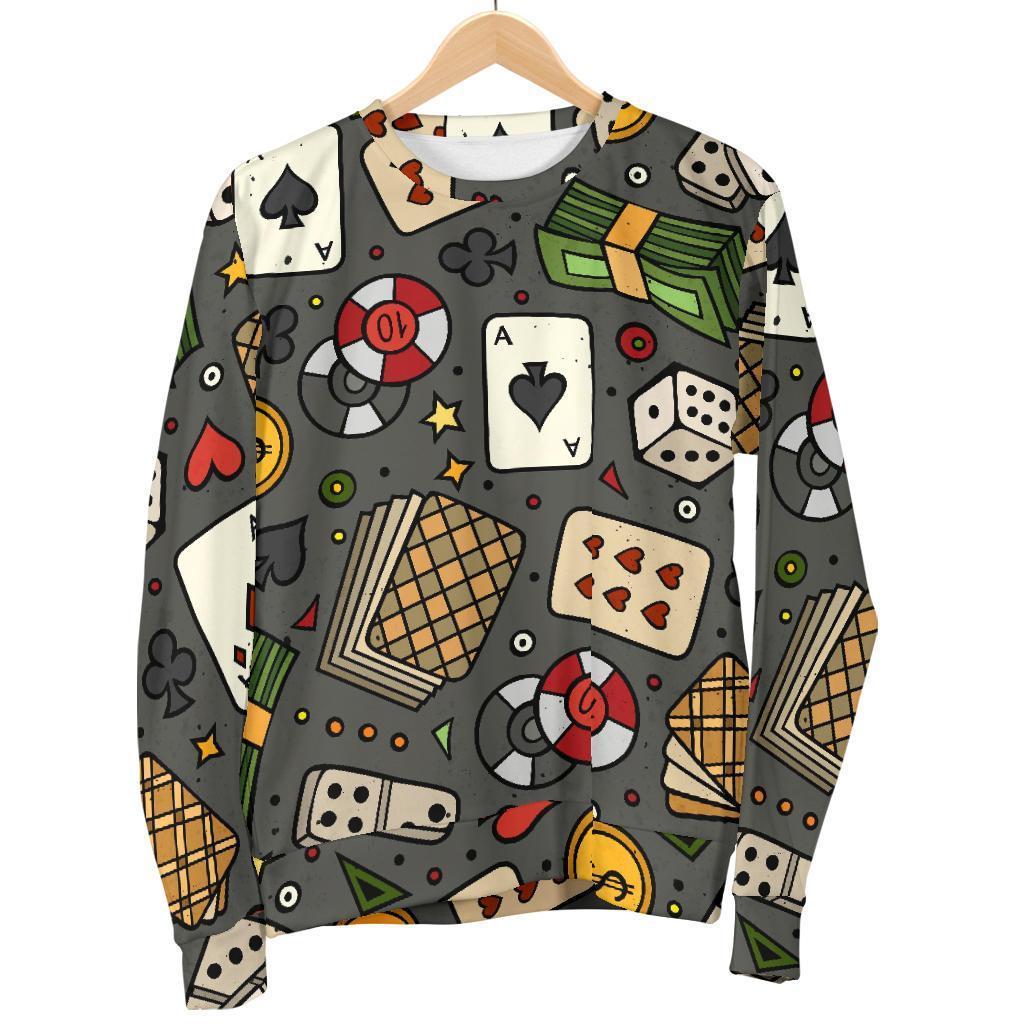 Poker Casino Pattern Print Women's Sweatshirt-grizzshop