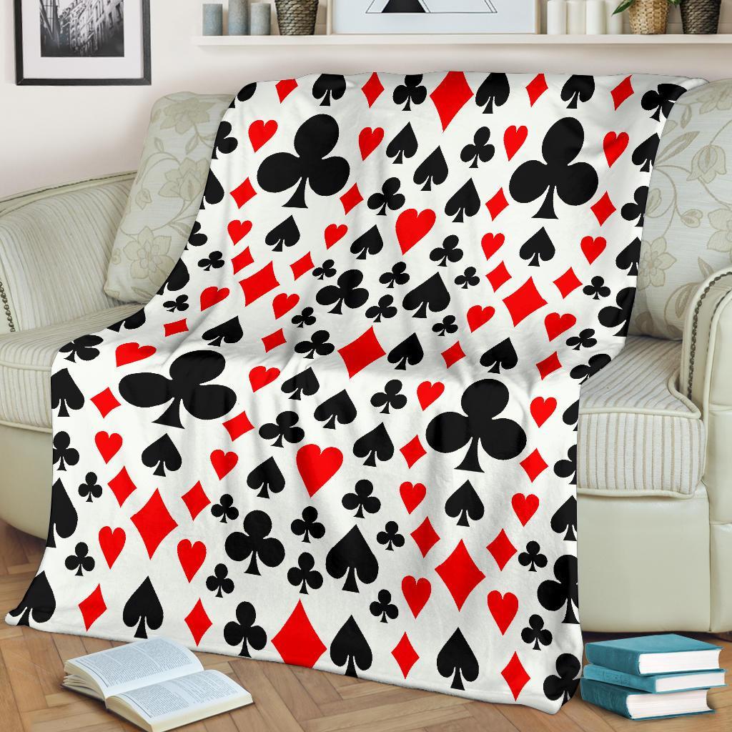 Poker Casino Playing Card Pattern Print Blanket-grizzshop