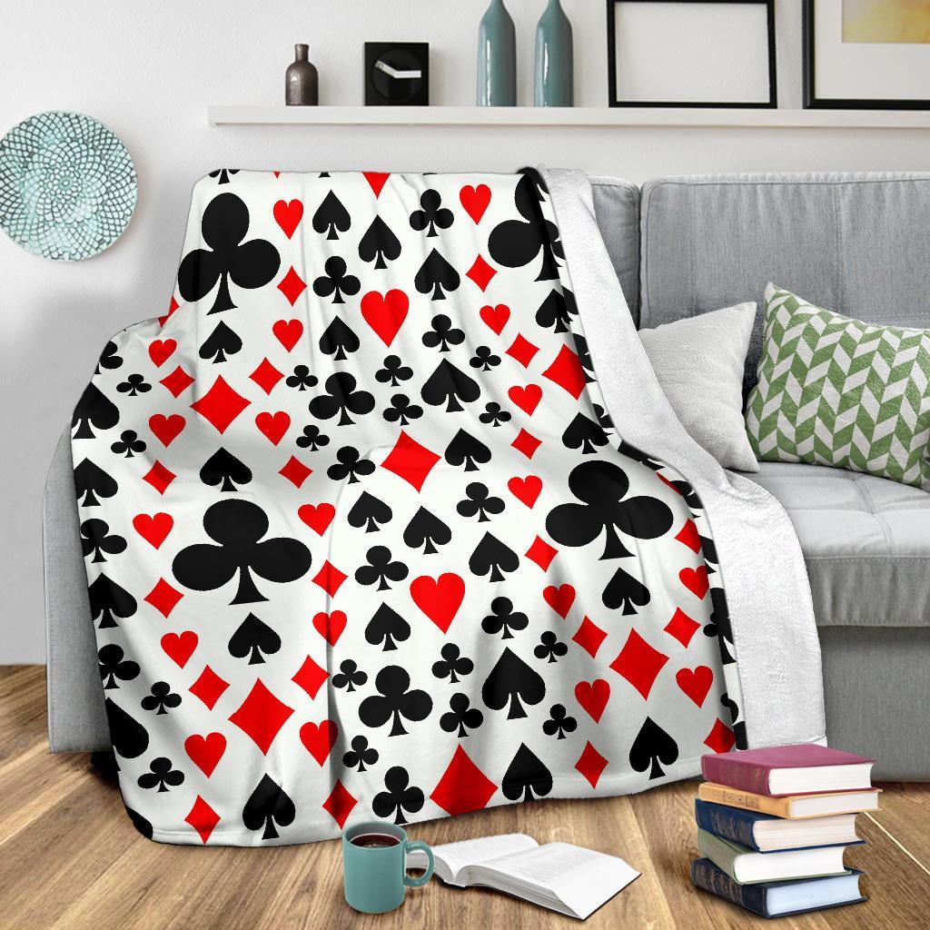 Poker Casino Playing Card Pattern Print Blanket-grizzshop