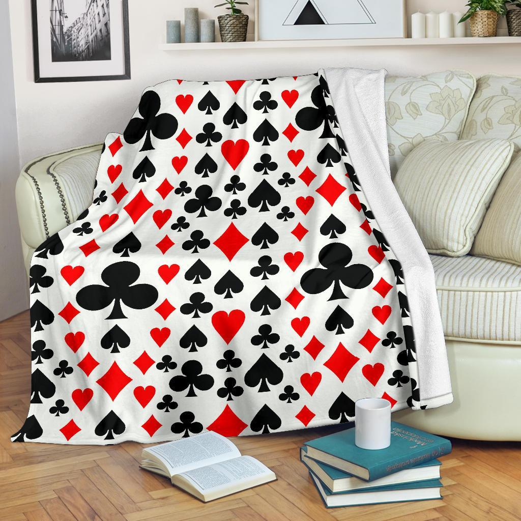 Poker Casino Playing Card Pattern Print Blanket-grizzshop