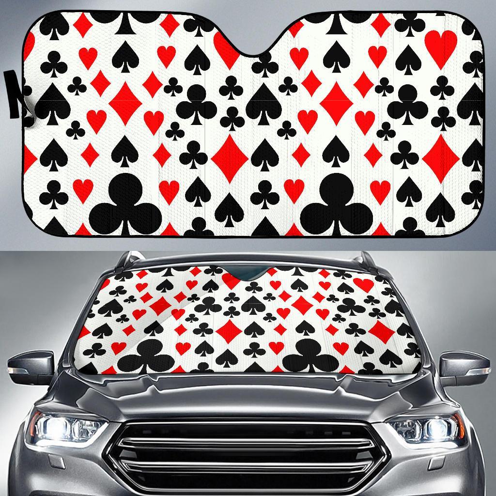 Poker Casino Playing Card Pattern Print Car Sun Shade-grizzshop