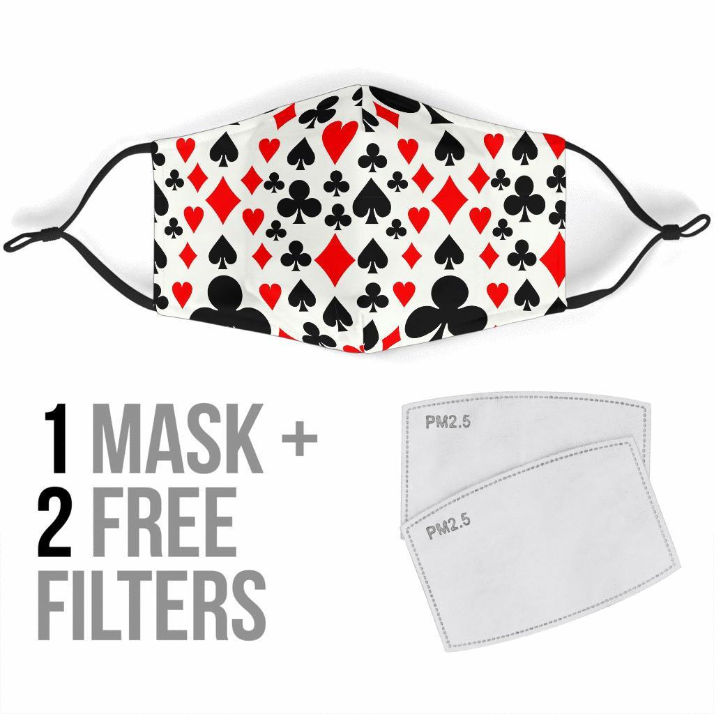 Poker Casino Playing Card Pattern Print Face Mask-grizzshop