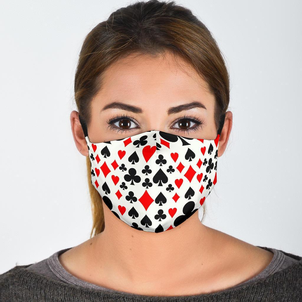 Poker Casino Playing Card Pattern Print Face Mask-grizzshop