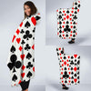 Poker Casino Playing Card Pattern Print Hooded Blanket-grizzshop