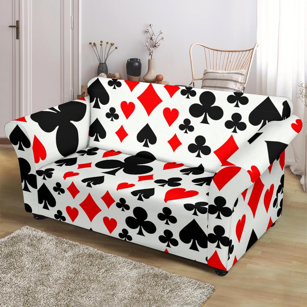 Poker Casino Playing Card Pattern Print Loveseat Cover-grizzshop