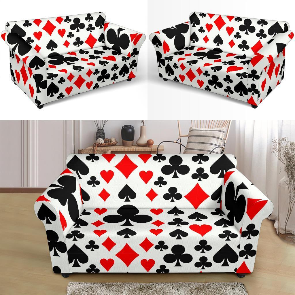 Poker Casino Playing Card Pattern Print Loveseat Cover-grizzshop