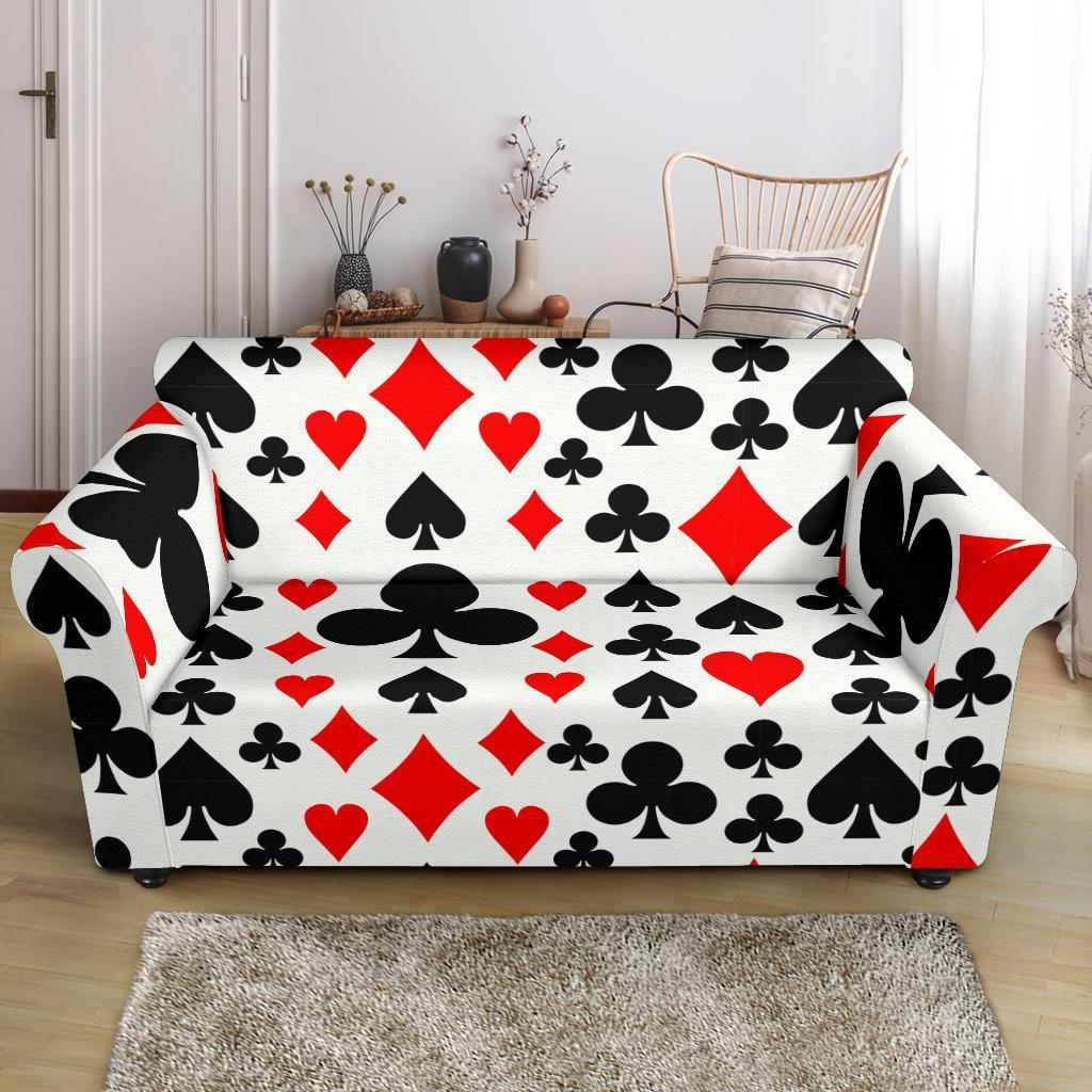 Poker Casino Playing Card Pattern Print Loveseat Cover-grizzshop