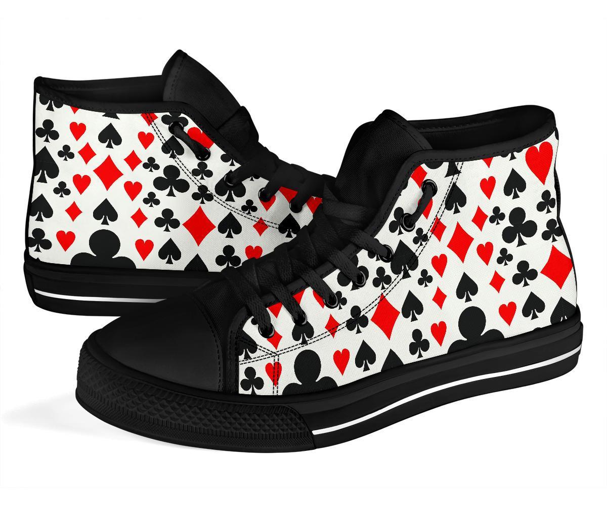 Poker Casino Playing Card Pattern Print Men Women's High Top Shoes-grizzshop