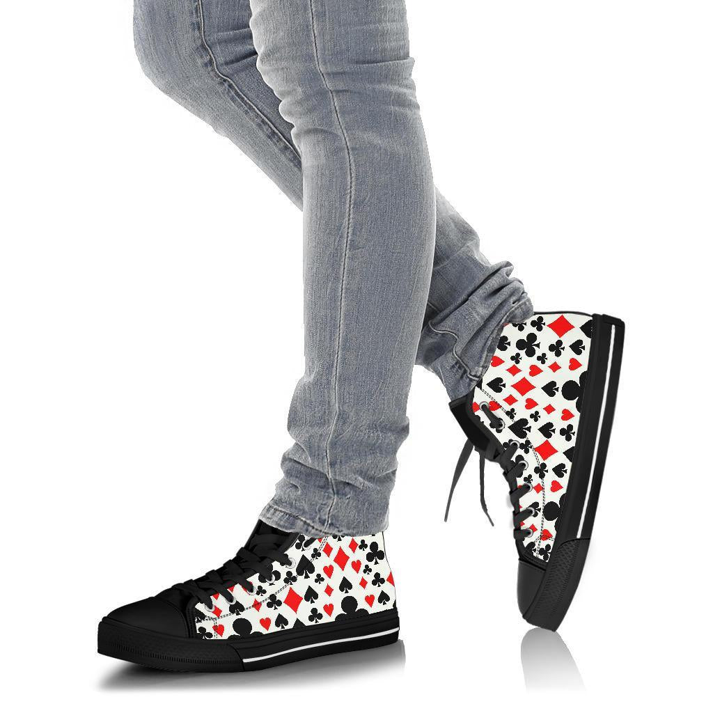 Poker Casino Playing Card Pattern Print Men Women's High Top Shoes-grizzshop