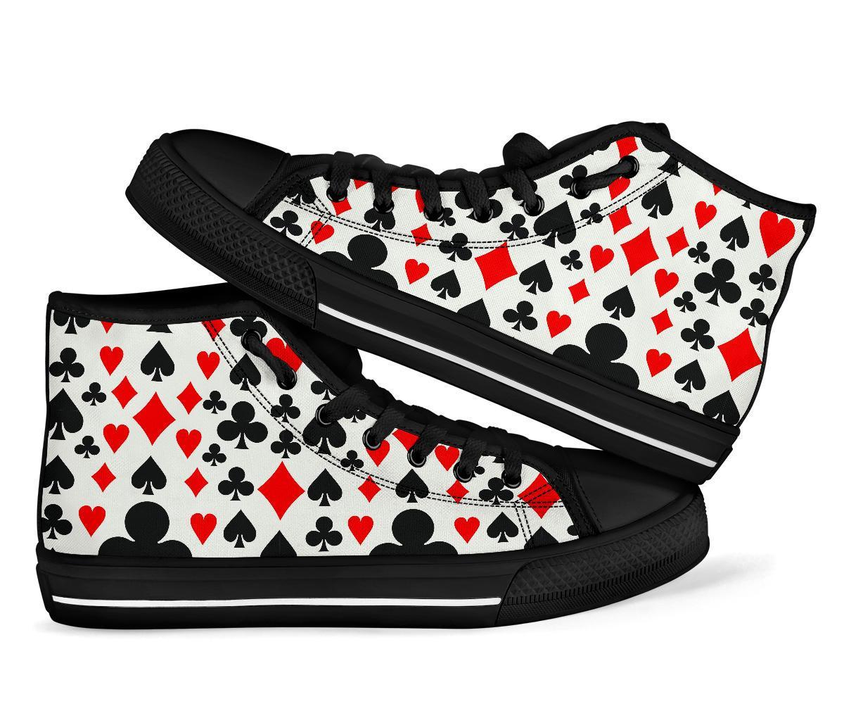 Poker Casino Playing Card Pattern Print Men Women's High Top Shoes-grizzshop