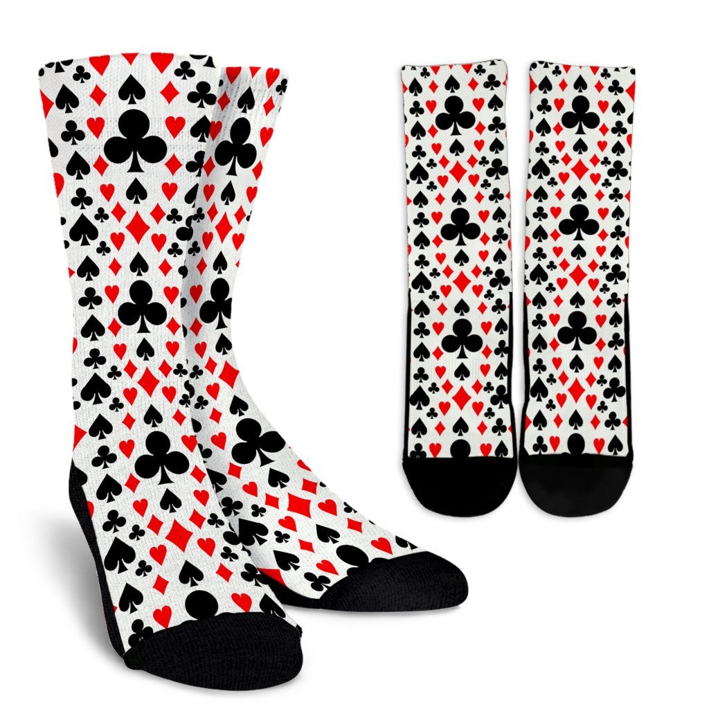 Poker Casino Playing Card Pattern Print Unisex Crew Socks-grizzshop