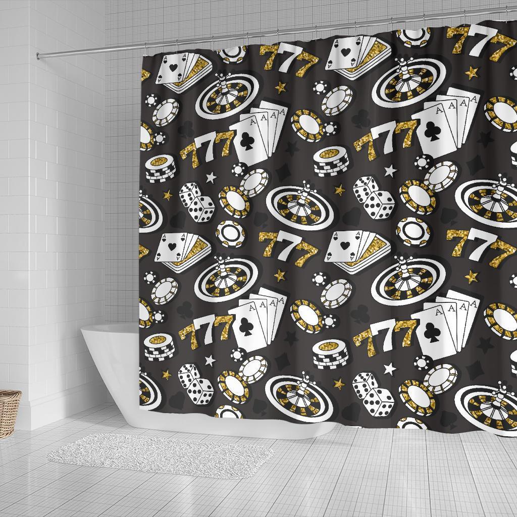 Poker Casino Print Pattern Bathroom Shower Curtain-grizzshop