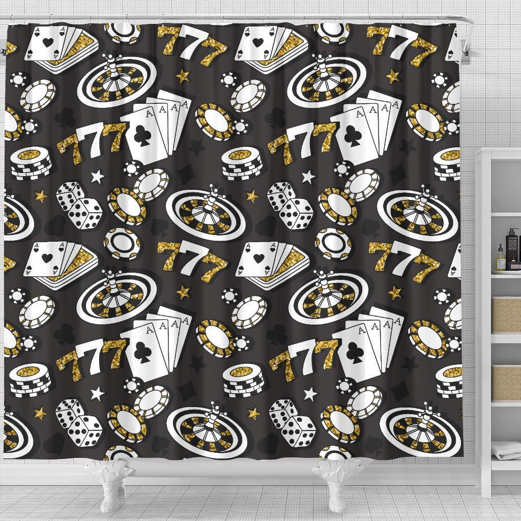 Poker Casino Print Pattern Bathroom Shower Curtain-grizzshop