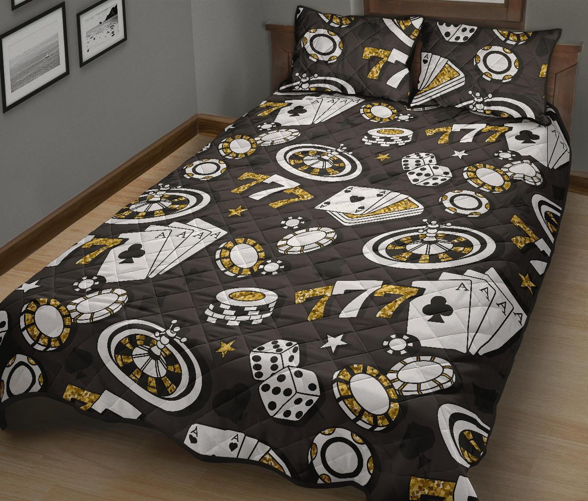 Poker Casino Print Pattern Bed Set Quilt-grizzshop