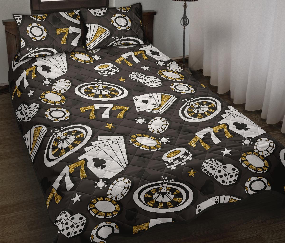 Poker Casino Print Pattern Bed Set Quilt-grizzshop