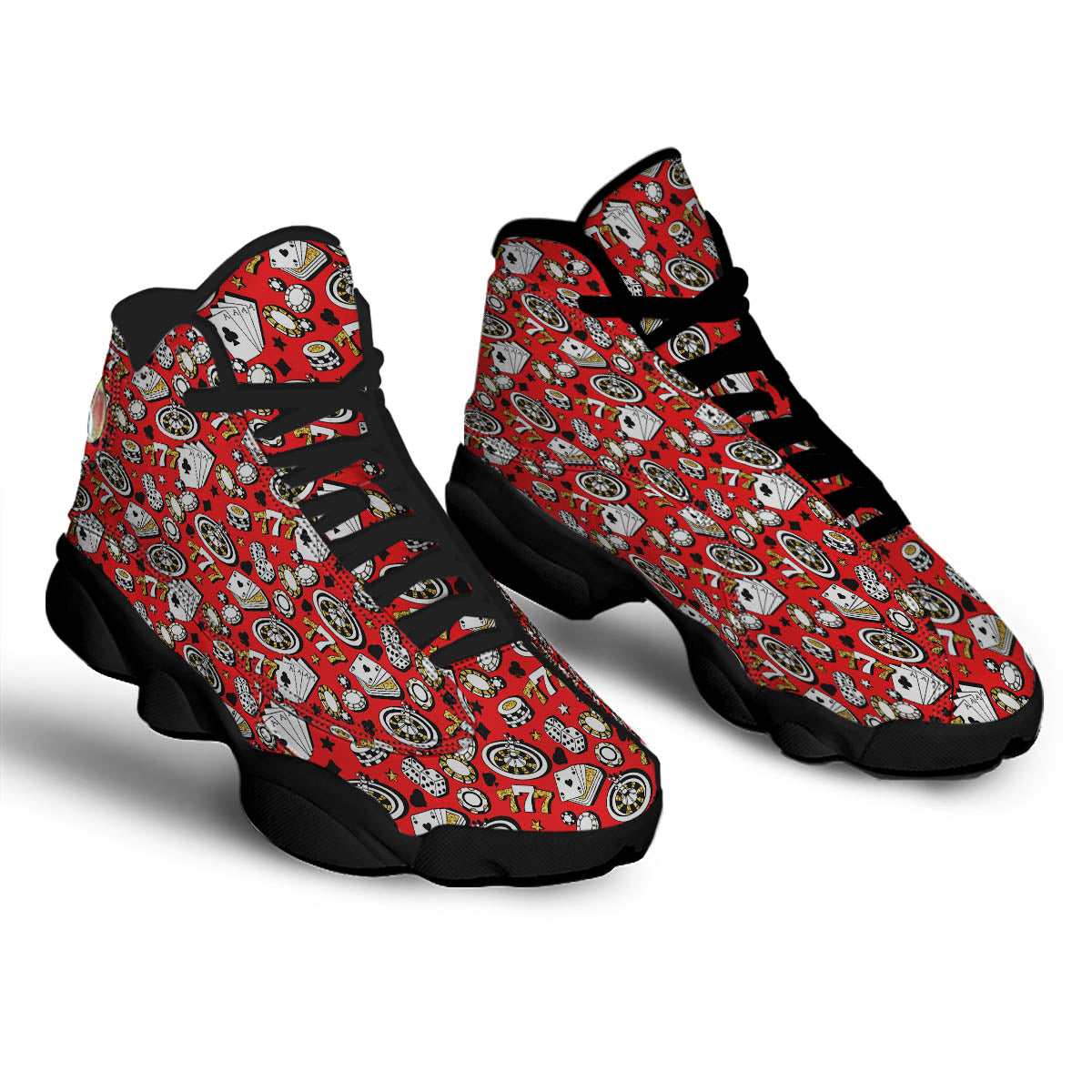 Poker Casino Print Pattern Black Basketball Shoes-grizzshop