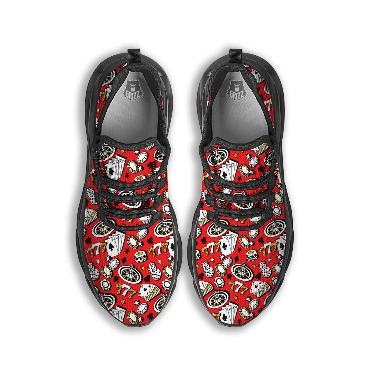 Poker Casino Print Pattern Black Running Shoes-grizzshop