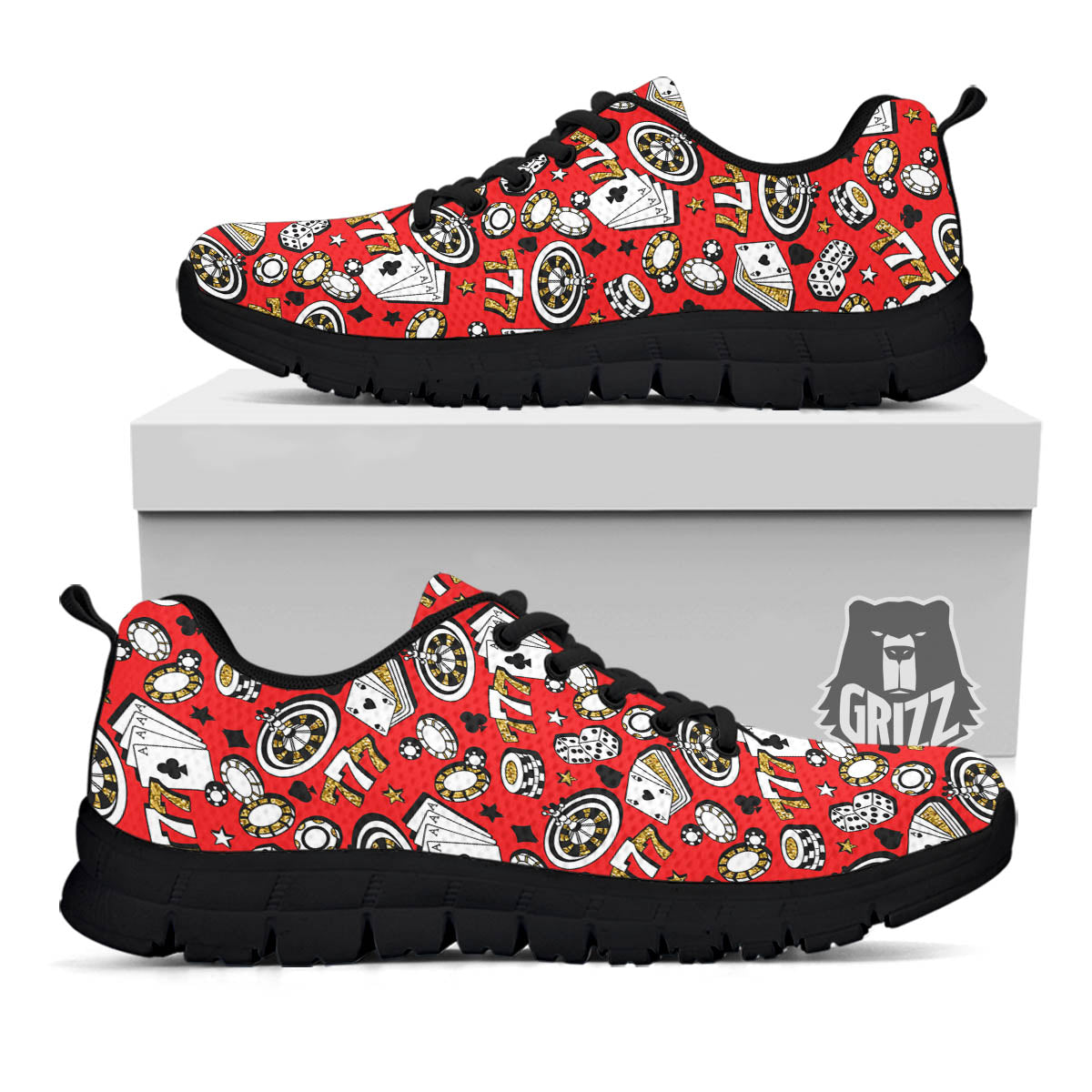 Poker Casino Print Pattern Black Sneaker-grizzshop
