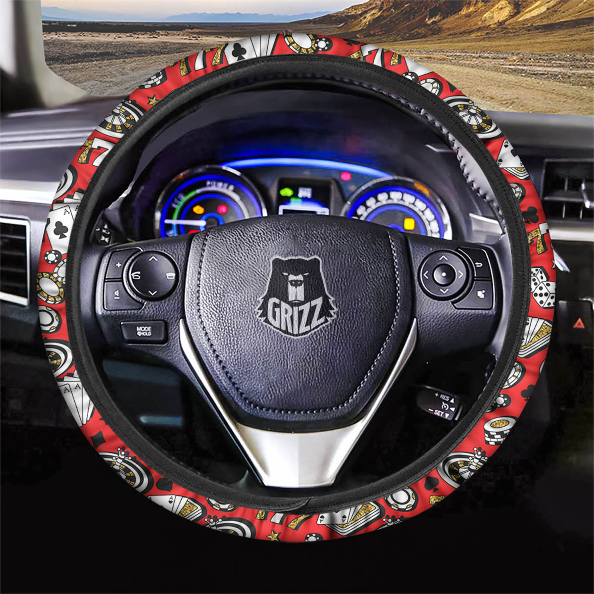 Poker Casino Print Pattern Car Steering Wheel Cover-grizzshop