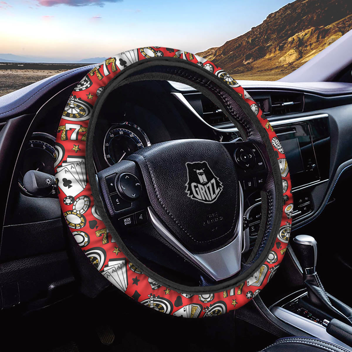 Poker Casino Print Pattern Car Steering Wheel Cover-grizzshop